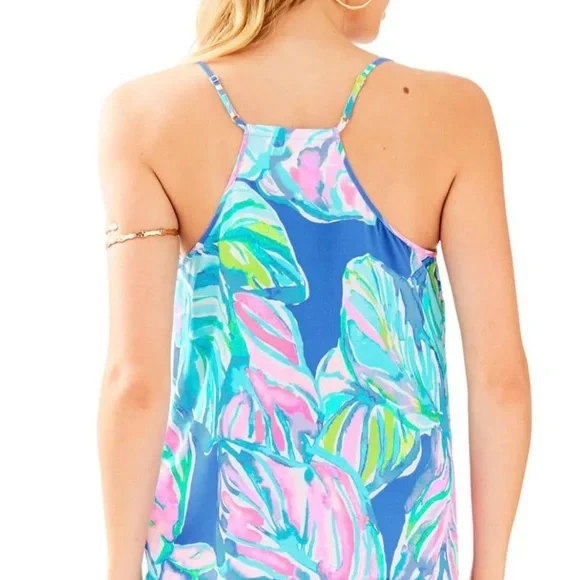 LILLY PULITZER DUSK SILK TANK in LILAC VERBENA ROCK THE DOCK print- Sz L •NWOT• - Picture 2 of 6